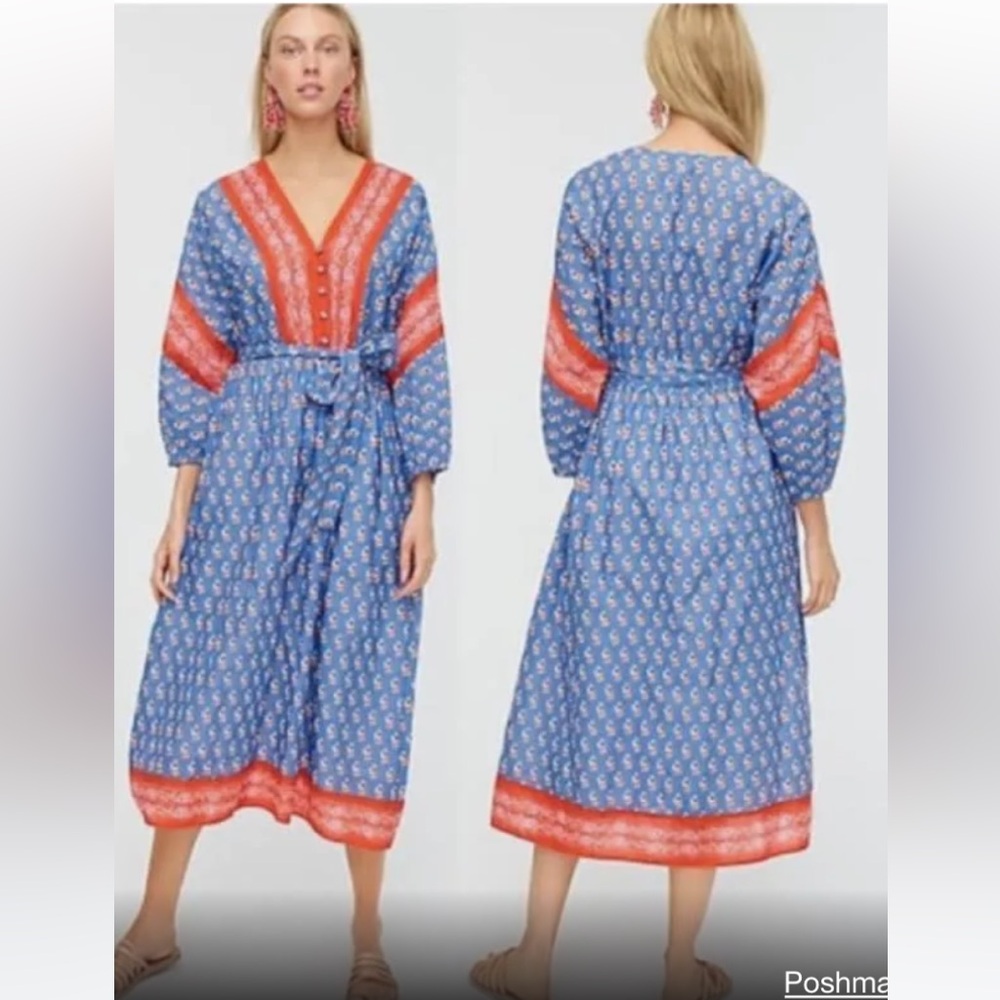 J Crew Beachwear Red & Blue Kaftan/Coverup